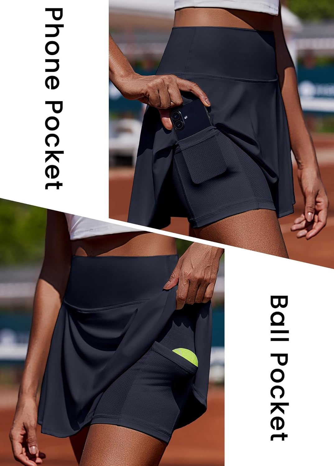 image:imagePINSPARK Womens Tennis Skirt Pleated Athletic Skorts with Pockets Shorts High Waisted Golf Skirts for Workout Running CasualDark Navy