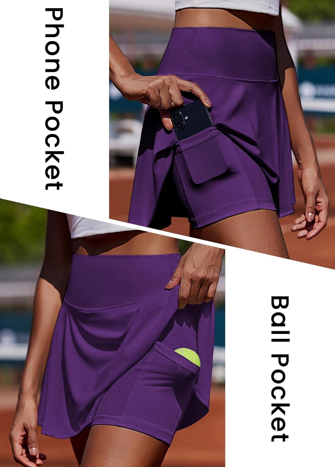image:imagePINSPARK Womens Tennis Skirt Pleated Athletic Skorts with Pockets Shorts High Waisted Golf Skirts for Workout Running CasualDark Purple