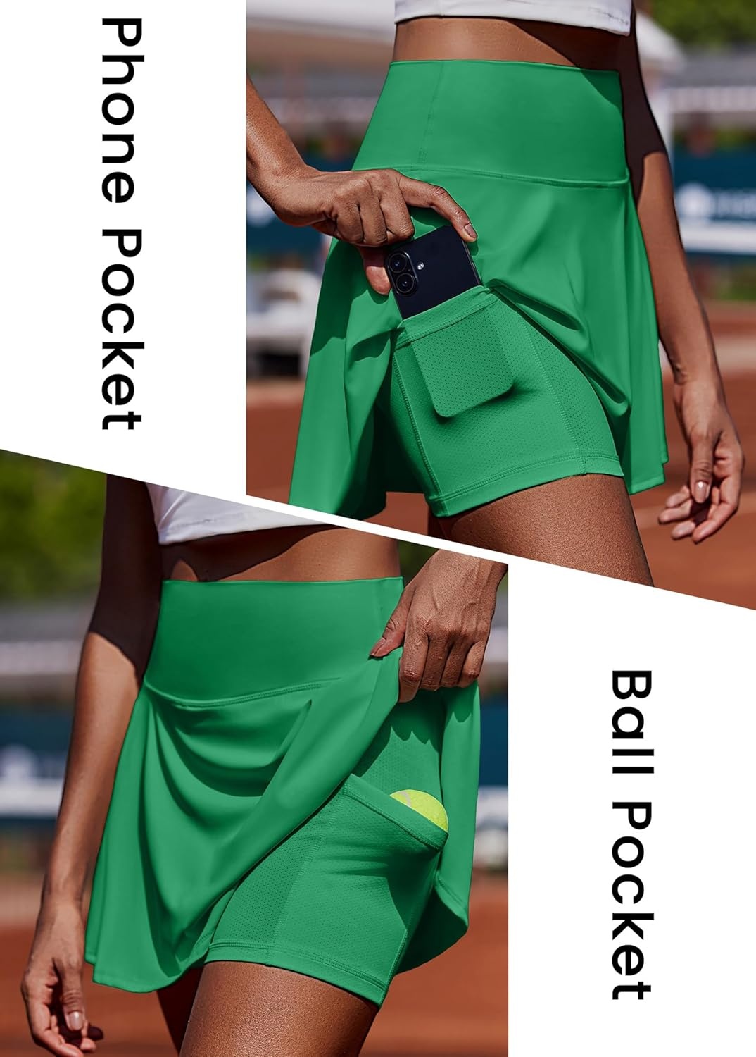 image:imagePINSPARK Womens Tennis Skirt Pleated Athletic Skorts with Pockets Shorts High Waisted Golf Skirts for Workout Running CasualGreen
