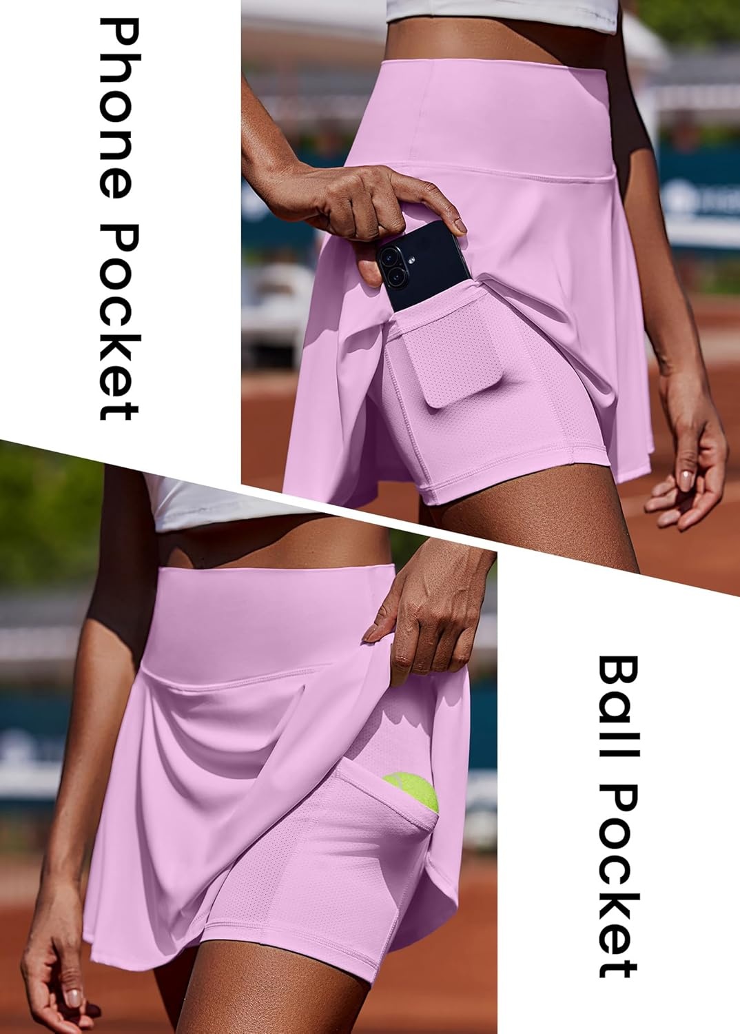 image:imagePINSPARK Womens Tennis Skirt Pleated Athletic Skorts with Pockets Shorts High Waisted Golf Skirts for Workout Running CasualLight Pink