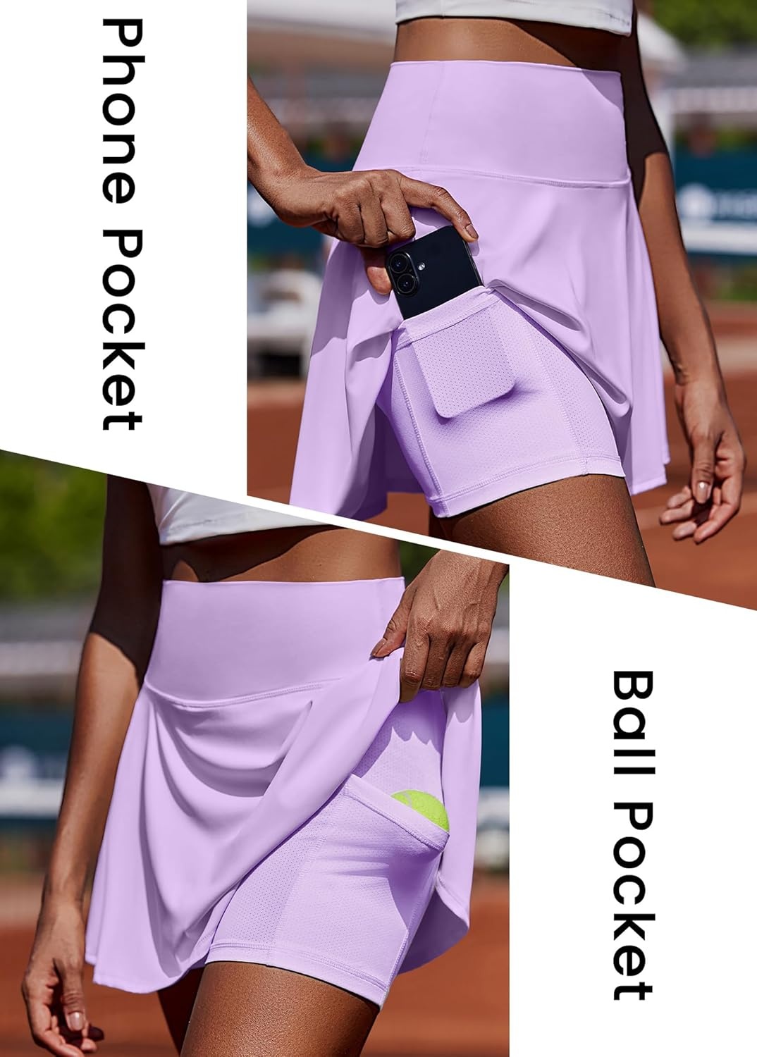 image:imagePINSPARK Womens Tennis Skirt Pleated Athletic Skorts with Pockets Shorts High Waisted Golf Skirts for Workout Running CasualLilac