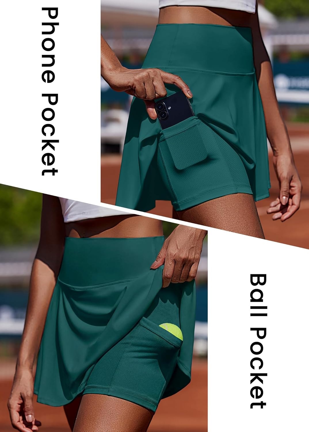 image:imagePINSPARK Womens Tennis Skirt Pleated Athletic Skorts with Pockets Shorts High Waisted Golf Skirts for Workout Running CasualMoss Teal