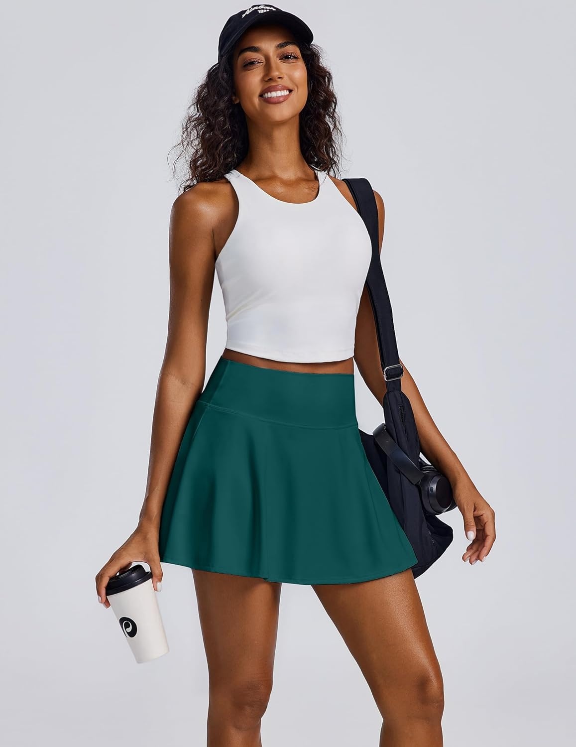 image:imagePINSPARK Womens Tennis Skirt Pleated Athletic Skorts with Pockets Shorts High Waisted Golf Skirts for Workout Running CasualMoss Teal