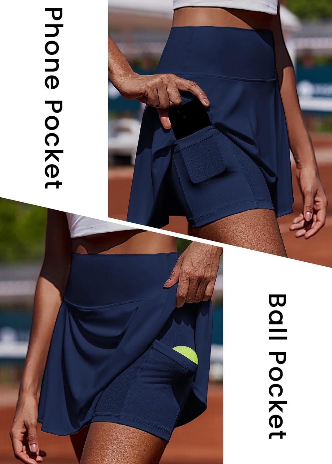 image:imagePINSPARK Womens Tennis Skirt Pleated Athletic Skorts with Pockets Shorts High Waisted Golf Skirts for Workout Running CasualNavy Blue
