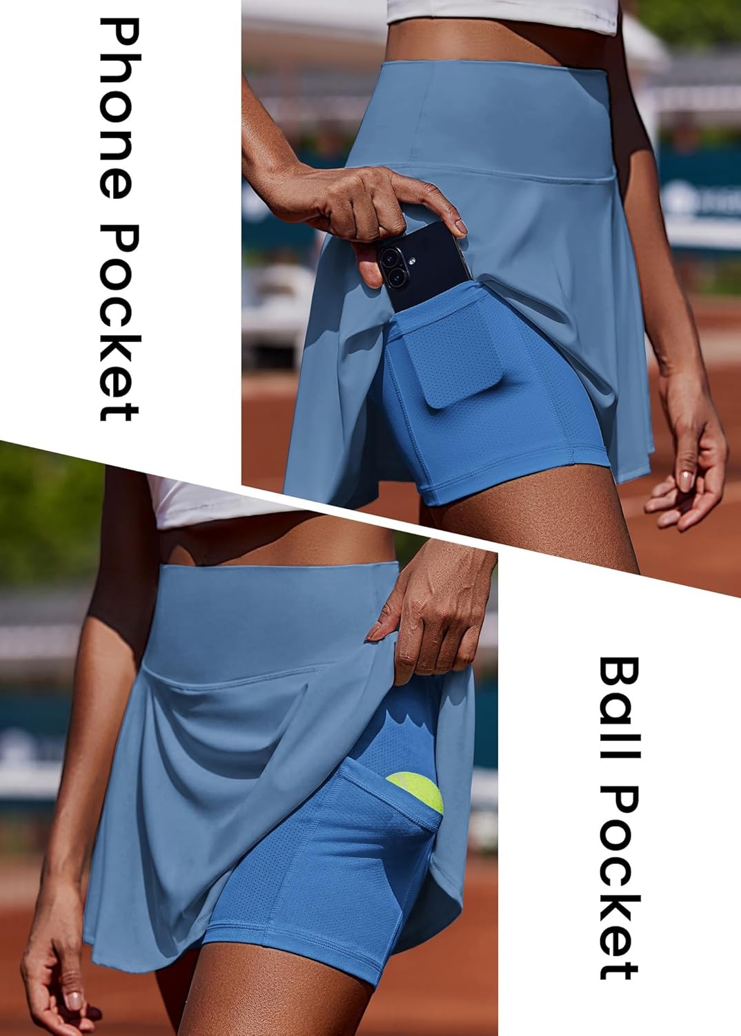 image:imagePINSPARK Womens Tennis Skirt Pleated Athletic Skorts with Pockets Shorts High Waisted Golf Skirts for Workout Running CasualOasis Blue