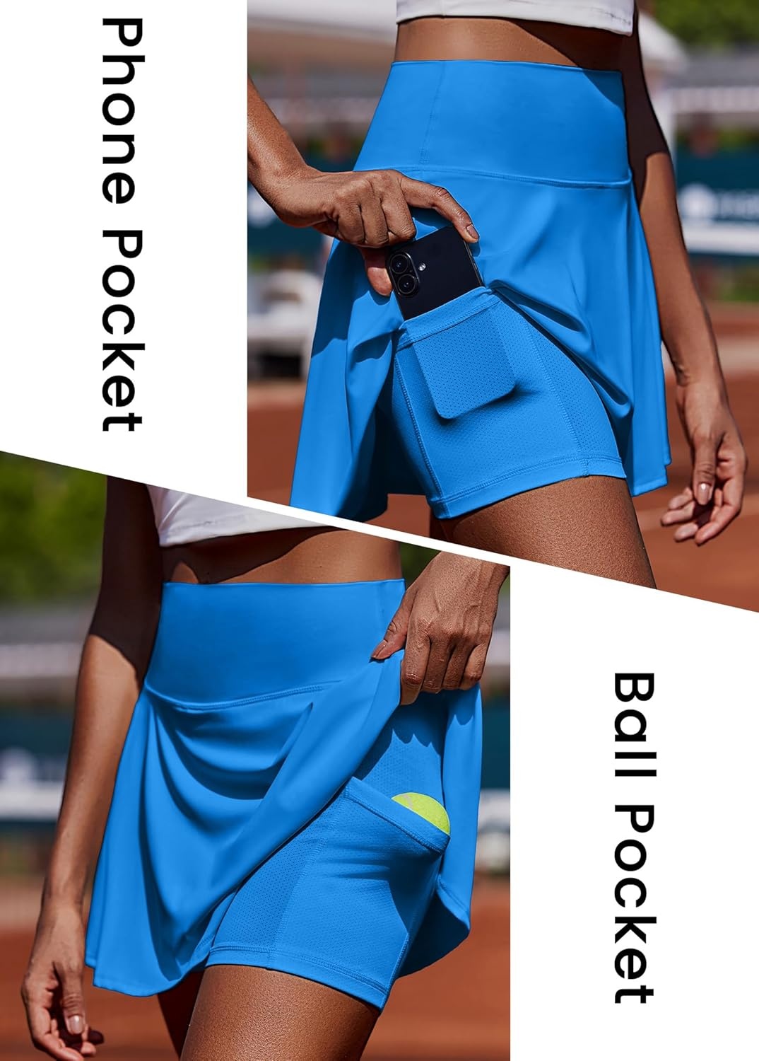 image:imagePINSPARK Womens Tennis Skirt Pleated Athletic Skorts with Pockets Shorts High Waisted Golf Skirts for Workout Running CasualSparkle Blue