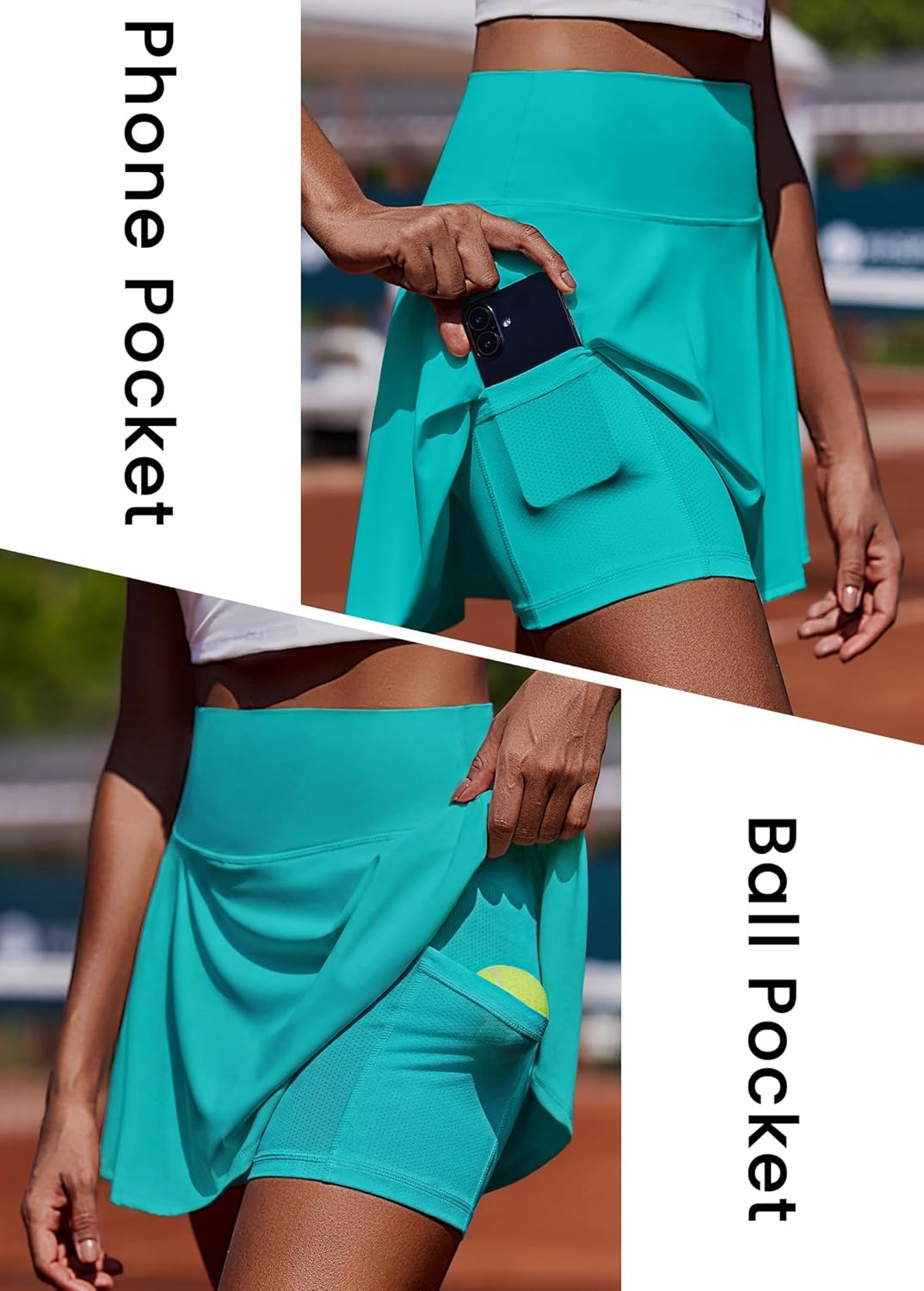 image:imagePINSPARK Womens Tennis Skirt Pleated Athletic Skorts with Pockets Shorts High Waisted Golf Skirts for Workout Running CasualTurquoise