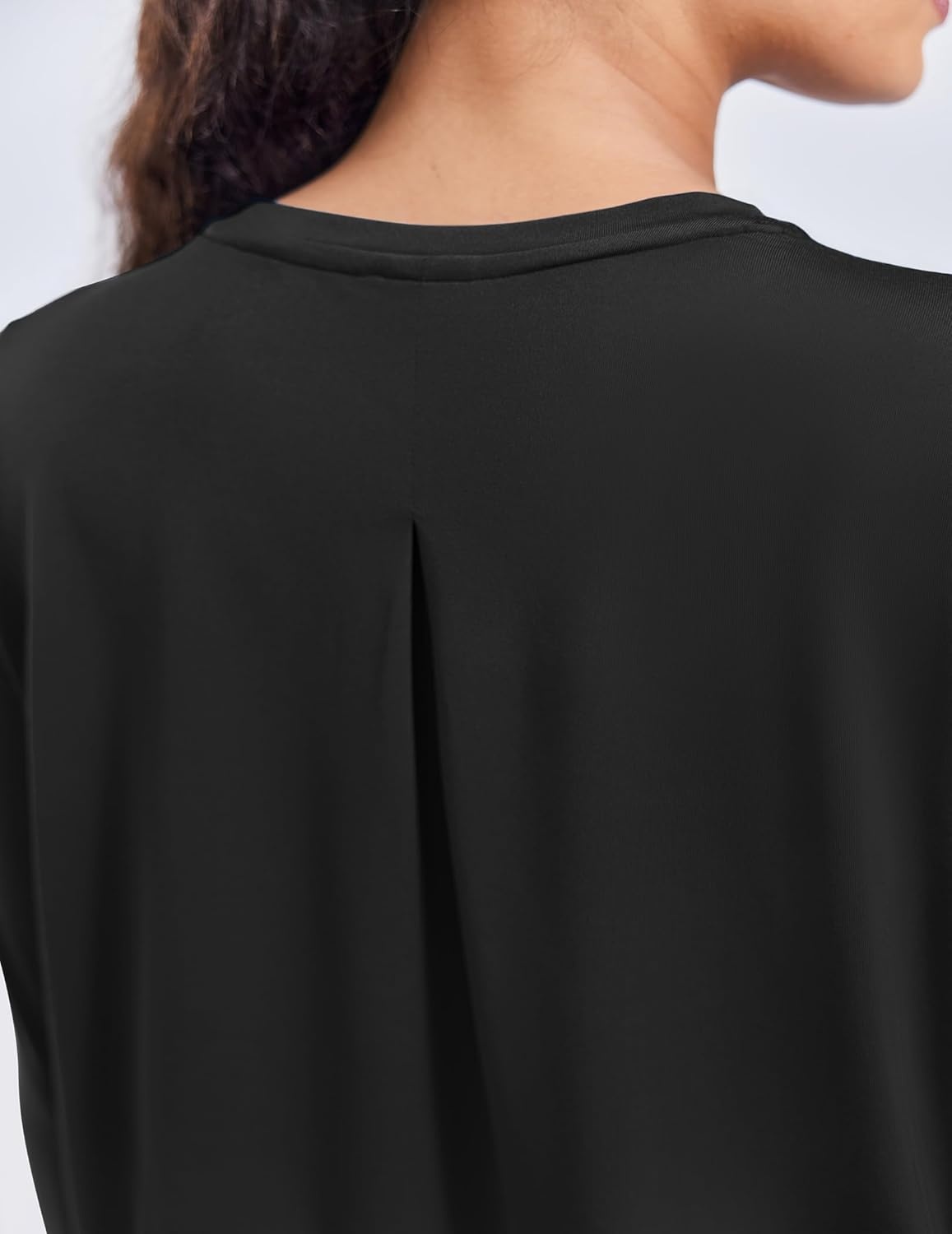 image:imagePINSPARK Workout Tops for Women Long Sleeve Athletic Shirt Soft Loose Fit Exercise Shirt with Back Pleated Pilates Yoga TopsBlack