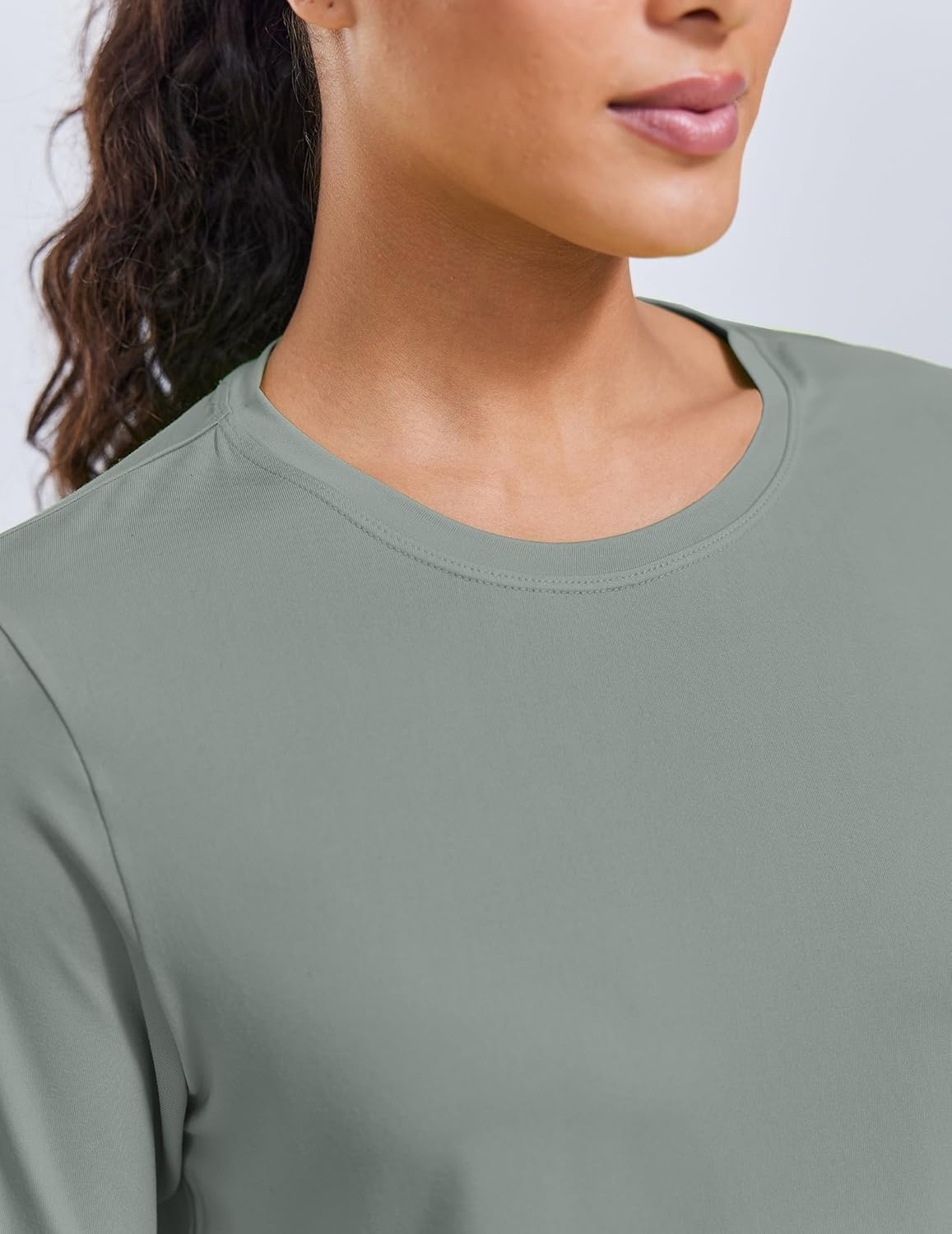 image:imagePINSPARK Workout Tops for Women Long Sleeve Athletic Shirt Soft Loose Fit Exercise Shirt with Back Pleated Pilates Yoga TopsSage Grey