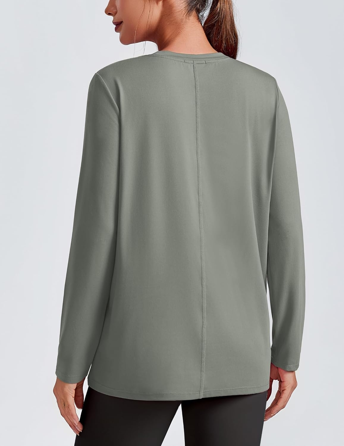 image:imagePINSPARK Workout Tops for Women Long Sleeve Yoga Shirts Quick Dry UPF 40 Athletic Top Loose Fit for Running Gym HikingSage Grey
