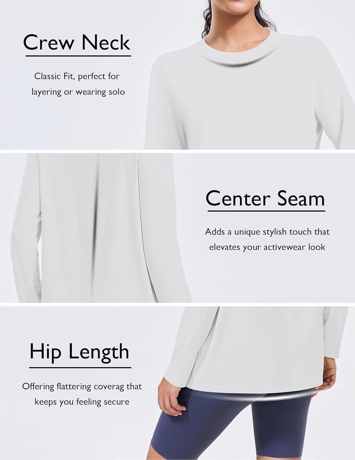 image:imagePINSPARK Workout Tops for Women Long Sleeve Yoga Shirts Quick Dry UPF 40 Athletic Top Loose Fit for Running Gym HikingWhite