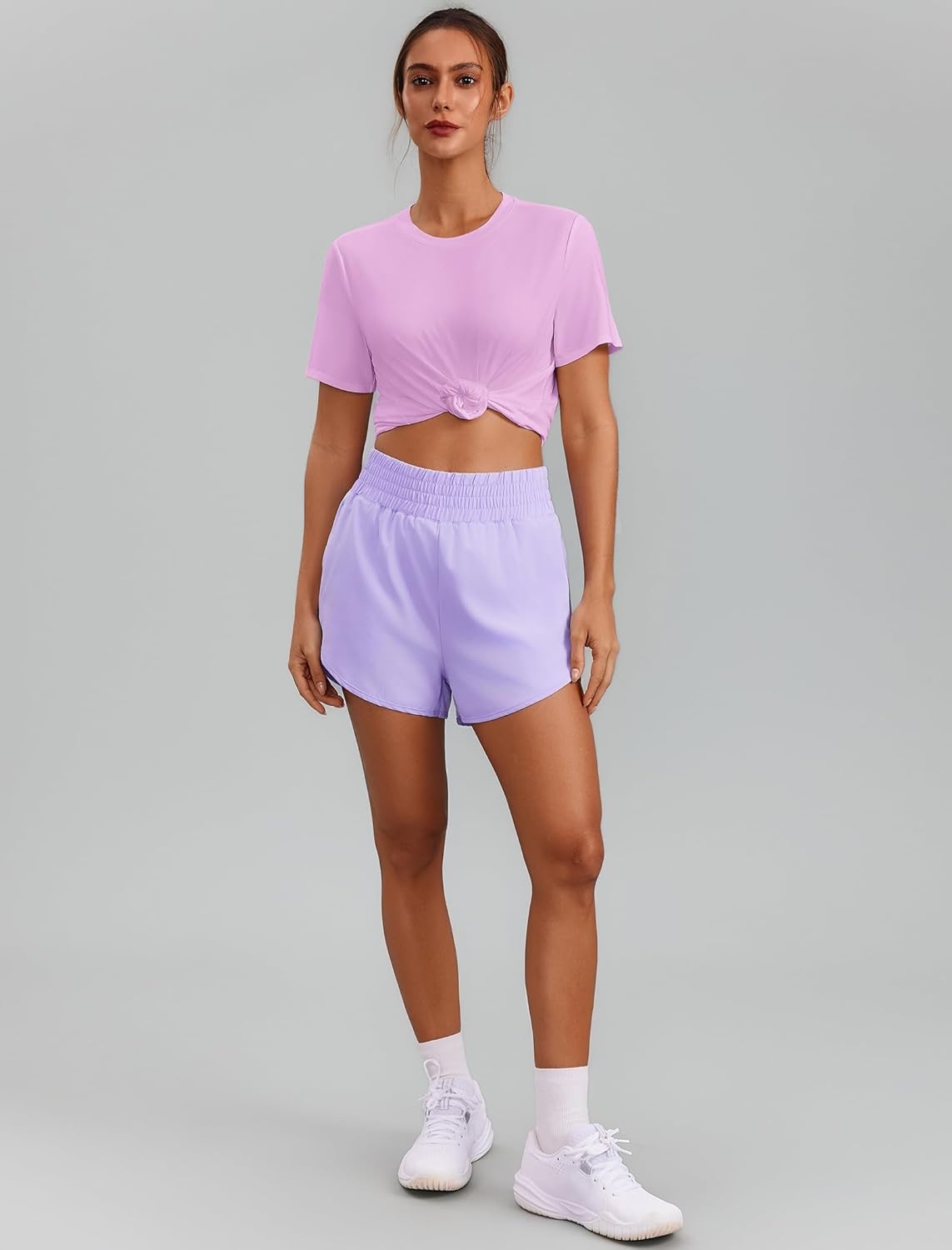 image:imagePINSPARK Workout Tops for Women Short Sleeve Athletic Shirts UPF 50 Quick Dry Running Outfits for Exercise Gym Hiking S3XLLight Pink