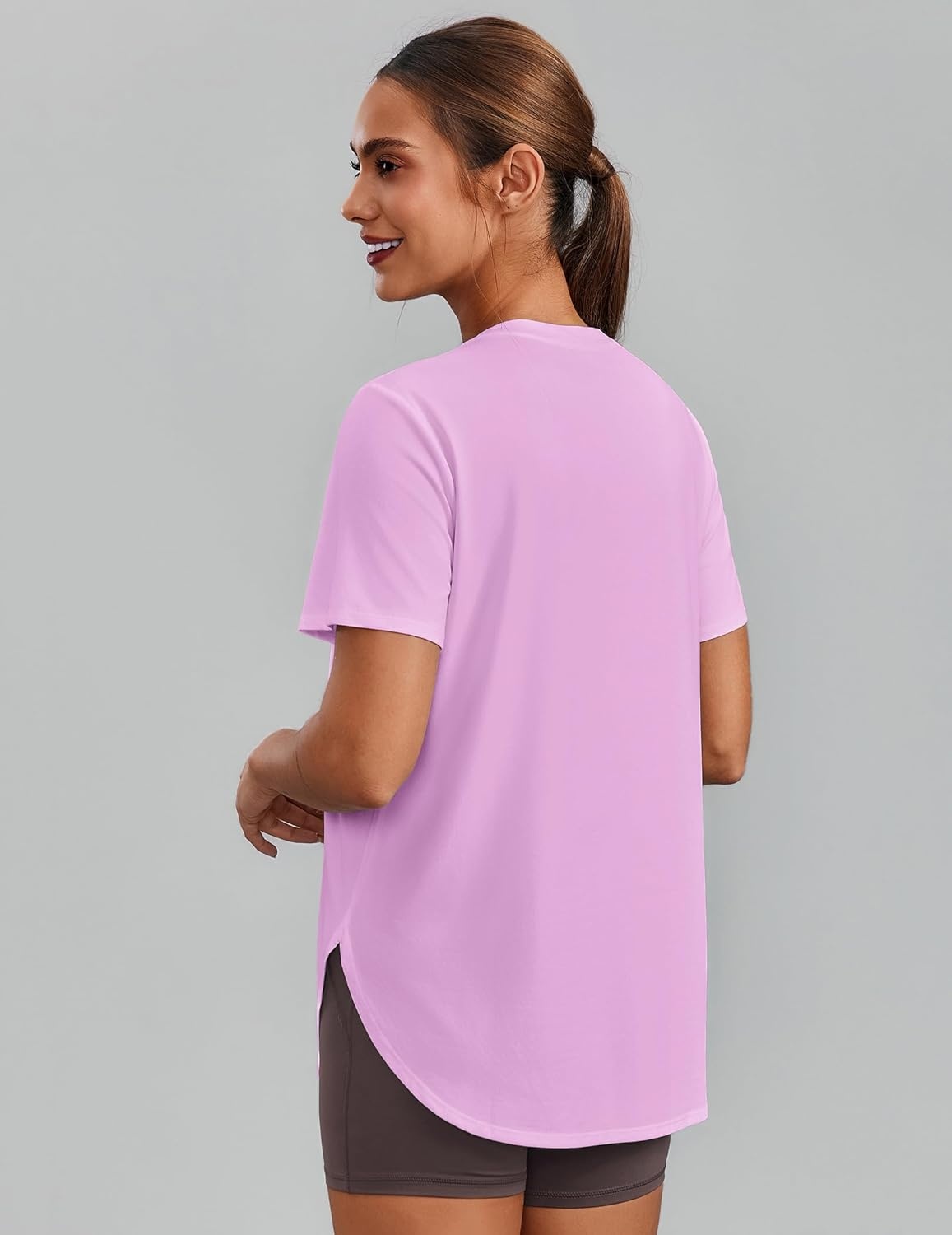 image:imagePINSPARK Workout Tops for Women Short Sleeve Athletic Shirts UPF 50 Quick Dry Running Outfits for Exercise Gym Hiking S3XLLight Pink