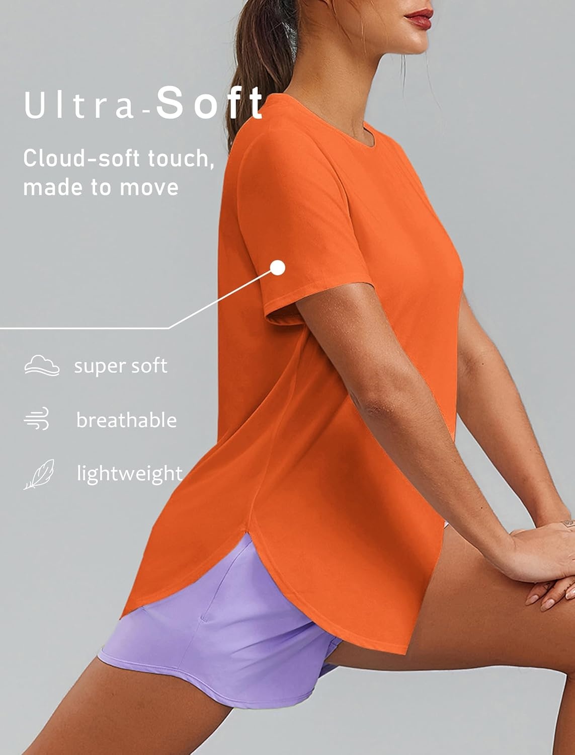 image:imagePINSPARK Workout Tops for Women Short Sleeve Athletic Shirts UPF 50 Quick Dry Running Outfits for Exercise Gym Hiking S3XLOrange