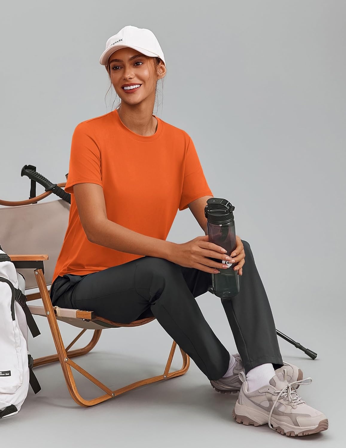 image:imagePINSPARK Workout Tops for Women Short Sleeve Athletic Shirts UPF 50 Quick Dry Running Outfits for Exercise Gym Hiking S3XLOrange