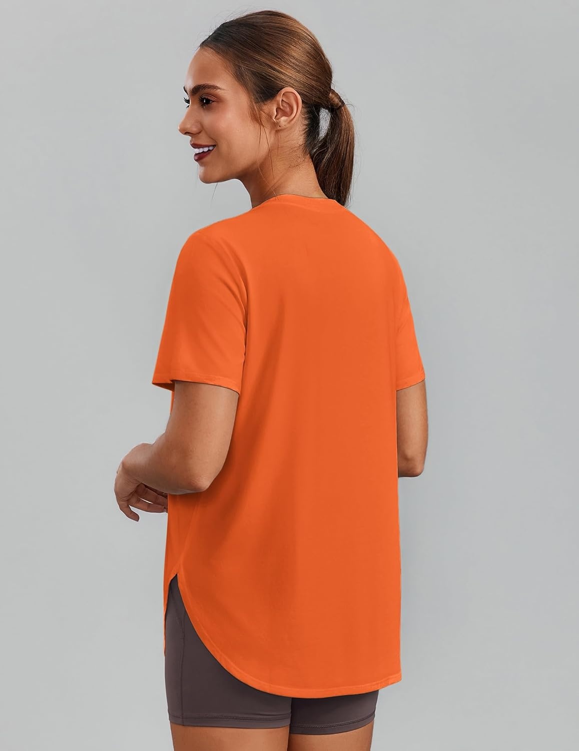 image:imagePINSPARK Workout Tops for Women Short Sleeve Athletic Shirts UPF 50 Quick Dry Running Outfits for Exercise Gym Hiking S3XLOrange