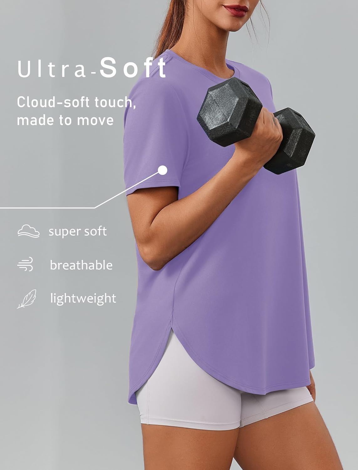 image:imagePINSPARK Workout Tops for Women Short Sleeve Athletic Shirts UPF 50 Quick Dry Running Outfits for Exercise Gym Hiking S3XLPurple
