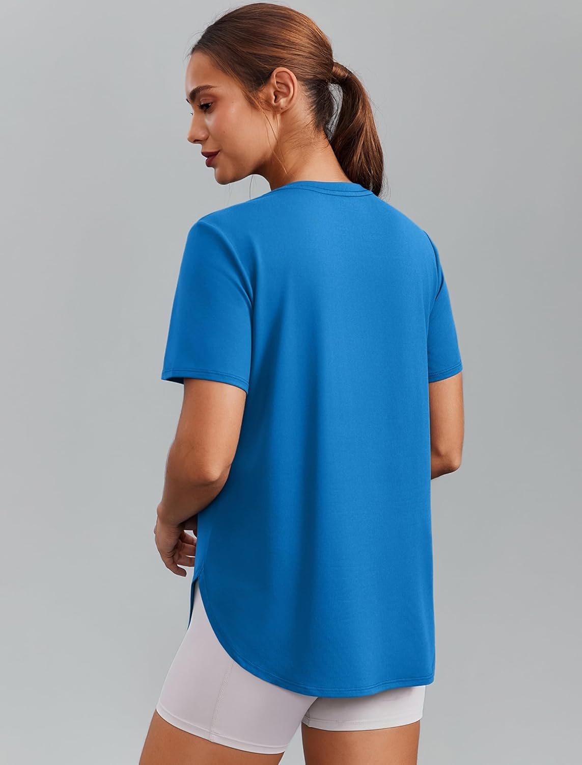 image:imagePINSPARK Workout Tops for Women Short Sleeve Athletic Shirts UPF 50 Quick Dry Running Outfits for Exercise Gym Hiking S3XLSparkle Blue