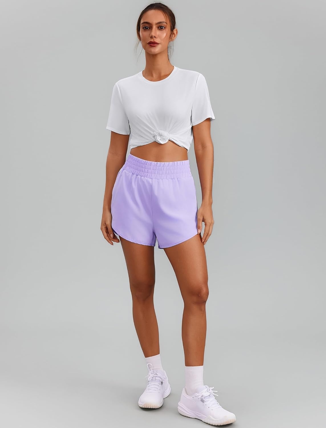 image:imagePINSPARK Workout Tops for Women Short Sleeve Athletic Shirts UPF 50 Quick Dry Running Outfits for Exercise Gym Hiking S3XLWhite