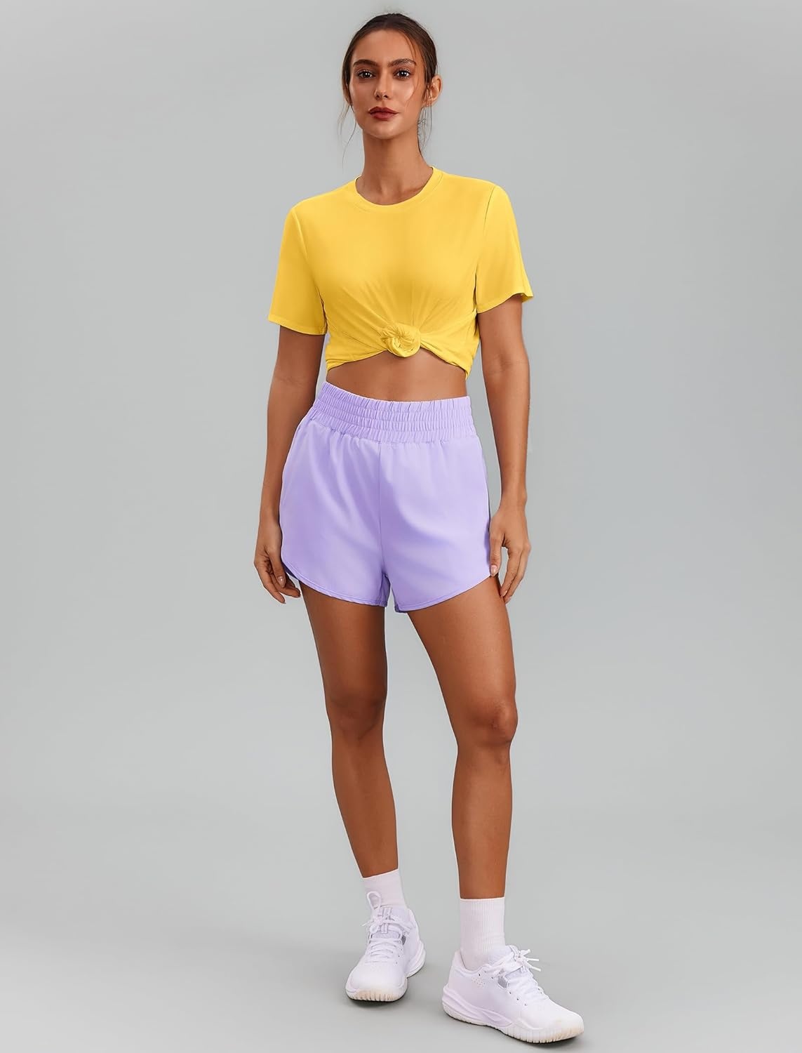 image:imagePINSPARK Workout Tops for Women Short Sleeve Athletic Shirts UPF 50 Quick Dry Running Outfits for Exercise Gym Hiking S3XLYellow