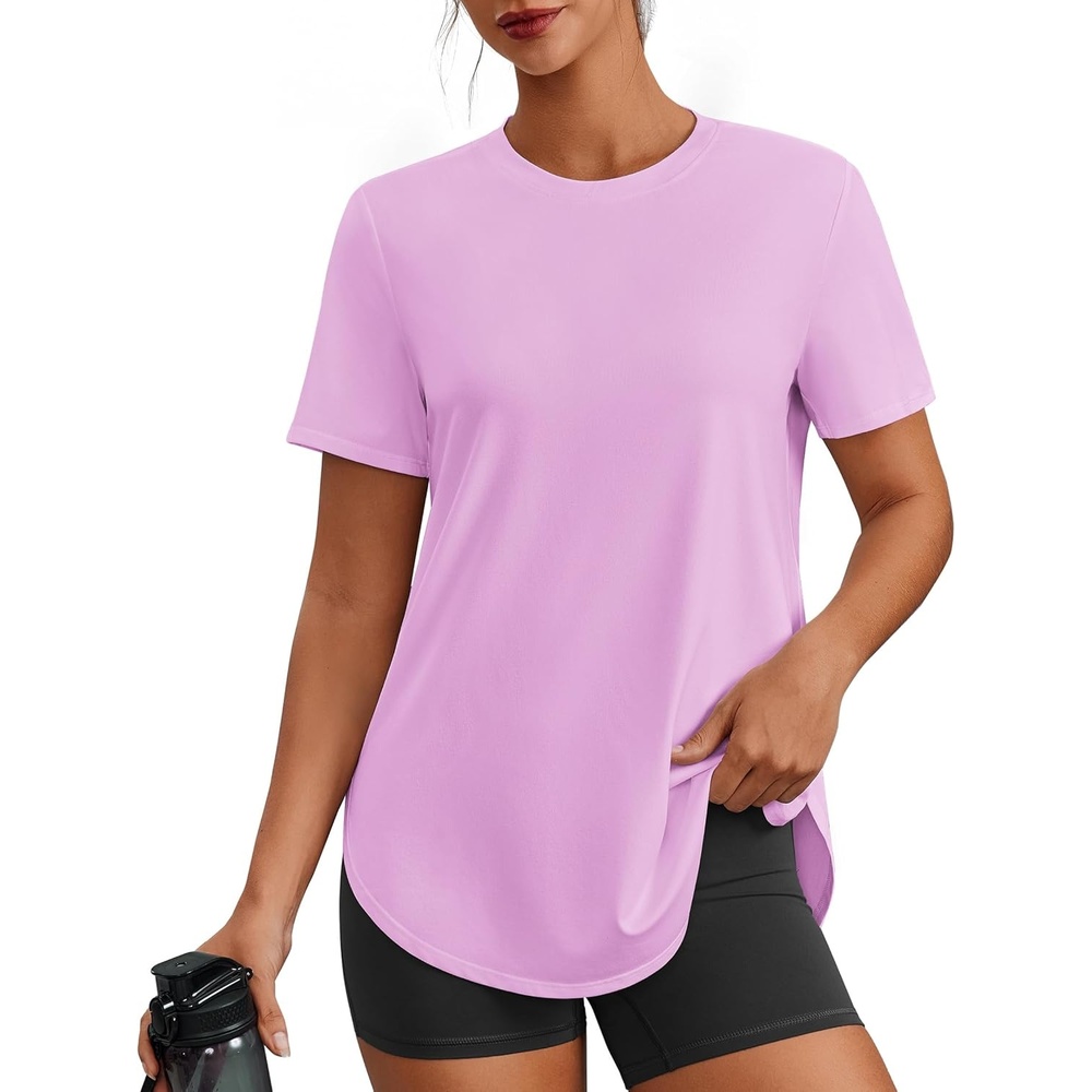 image:imagePINSPARK Workout Tops for Women Short Sleeve Athletic Shirts UPF 50 Quick Dry Running Outfits for Exercise Gym Hiking S3XLLight Pink
