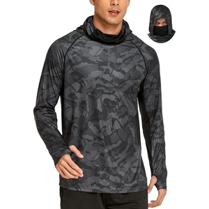 image:imageCOOrun Mens Hooded Sun Shirts with Mask Fishing Shirts for Men Long Sleeve UPF 50 Rash Guards Cooling Hoodies Hiking ShirtsBlack