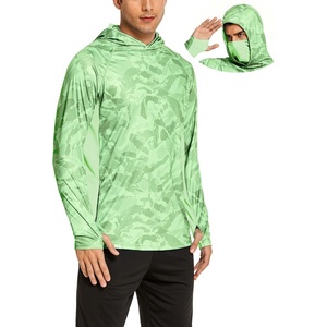 image:imageCOOrun Mens Hooded Sun Shirts with Mask Fishing Shirts for Men Long Sleeve UPF 50 Rash Guards Cooling Hoodies Hiking ShirtsCamouflage