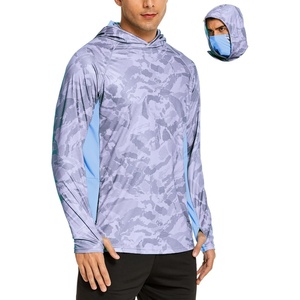image:imageCOOrun Mens Hooded Sun Shirts with Mask Fishing Shirts for Men Long Sleeve UPF 50 Rash Guards Cooling Hoodies Hiking ShirtsDark Grey