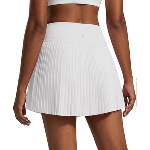 image:imagePINSPARK 15 High Waist Pleated Tennis Skirts for Women with Shorts Mini Athletic Workout Golf Skort Skirts with PocketsAwhite