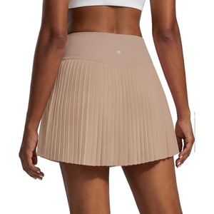 image:imagePINSPARK 15 High Waist Pleated Tennis Skirts for Women with Shorts Mini Athletic Workout Golf Skort Skirts with PocketsKhaki