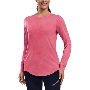 image:imagePINSPARK Long Sleeve Workout Tops for Women Crewneck Yoga Shirts Lightweight Athletic Gym Running Fall Sport TShirtTrue Red