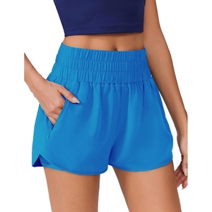 image:imagePINSPARK Running Shorts for Women Quick Dry High Waisted Athletic Short 2 in 1 Workout Gym Shorts with Zipper PocketsBlue