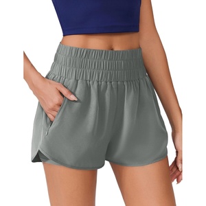 image:imagePINSPARK Running Shorts for Women Quick Dry High Waisted Athletic Short 2 in 1 Workout Gym Shorts with Zipper PocketsSage Grey
