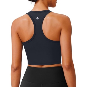 image:imagePINSPARK Sports Bra Longline Racerback Tank Tops for Women Padded Workout Yoga TopDark Navy