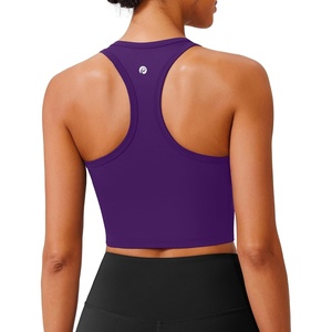 image:imagePINSPARK Sports Bra Longline Racerback Tank Tops for Women Padded Workout Yoga TopDark Purple
