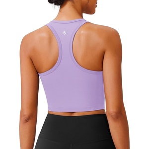 image:imagePINSPARK Sports Bra Longline Racerback Tank Tops for Women Padded Workout Yoga TopElfin Purple