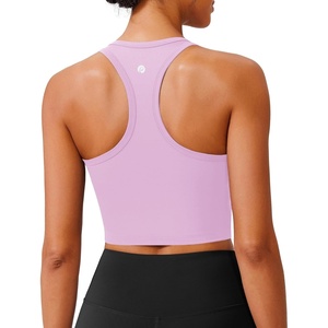 image:imagePINSPARK Sports Bra Longline Racerback Tank Tops for Women Padded Workout Yoga TopLight Pink