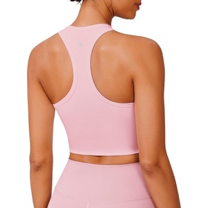 image:imagePINSPARK Sports Bra Longline Racerback Tank Tops for Women Padded Workout Yoga TopPink