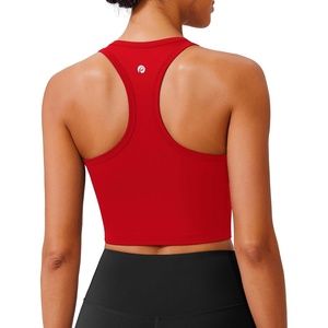 image:imagePINSPARK Sports Bra Longline Racerback Tank Tops for Women Padded Workout Yoga TopRed