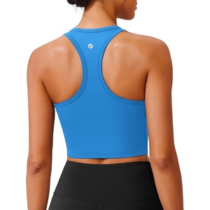 image:imagePINSPARK Sports Bra Longline Racerback Tank Tops for Women Padded Workout Yoga TopSparkle Blue