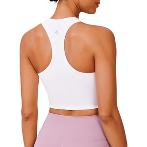 image:imagePINSPARK Sports Bra Longline Racerback Tank Tops for Women Padded Workout Yoga TopWhite