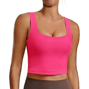 image:imagePINSPARK Sports Bra for Women Square Neck Longline Tank Top with Built in BraPink