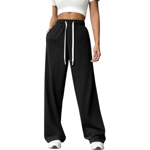 image:imagePINSPARK Wide Leg Sweat Pants for Womens High Waisted Baggy Sweatpants Casual Drawstring Workout Pants with PocketsBlack