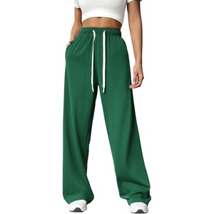 image:imagePINSPARK Wide Leg Sweat Pants for Womens High Waisted Baggy Sweatpants Casual Drawstring Workout Pants with PocketsEvergreen