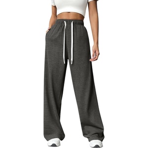 image:imagePINSPARK Wide Leg Sweat Pants for Womens High Waisted Baggy Sweatpants Casual Drawstring Workout Pants with PocketsHeather Dark Grey