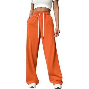 image:imagePINSPARK Wide Leg Sweat Pants for Womens High Waisted Baggy Sweatpants Casual Drawstring Workout Pants with PocketsOrange