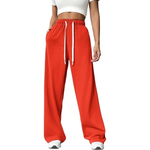 image:imagePINSPARK Wide Leg Sweat Pants for Womens High Waisted Baggy Sweatpants Casual Drawstring Workout Pants with PocketsRed