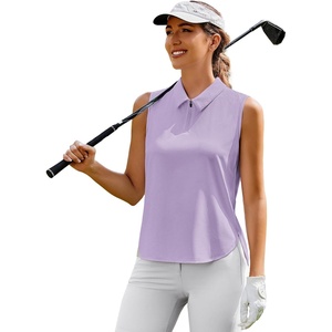image:imagePINSPARK Women Golf Shirts Sleeveless UPF 50 Tennis Polo VNeck Quick Dry Athletic T Shirt 14 Zip Collar Workout Tank TopPurple