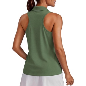image:imagePINSPARK Womens Golf Shirt UPF 50 Sleeveless Collared Shirts Quick Dry Tennis Polo VNeck Racerback Athletic Workout TankArmy Green