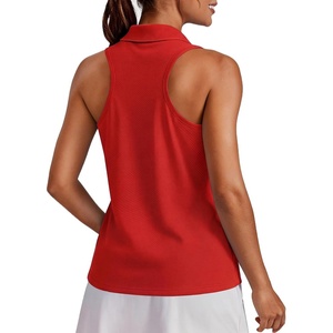 image:imagePINSPARK Womens Golf Shirt UPF 50 Sleeveless Collared Shirts Quick Dry Tennis Polo VNeck Racerback Athletic Workout TankRed